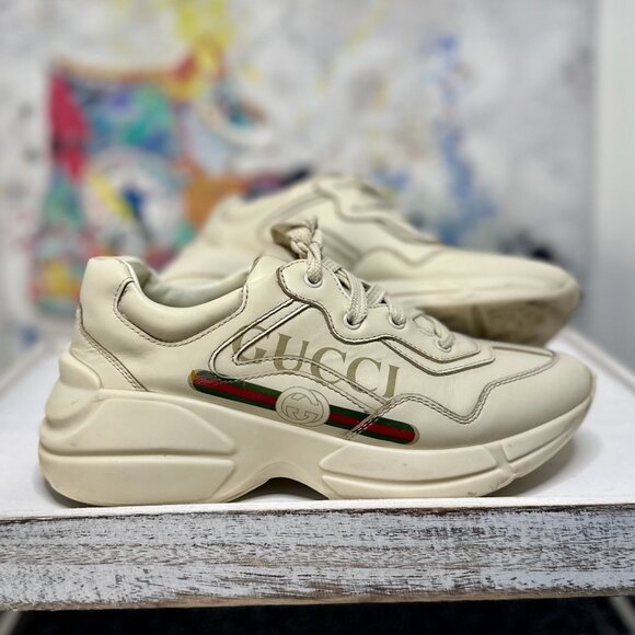 Gucci Other - Gucci Rhyton Logo Leather Sneakers White